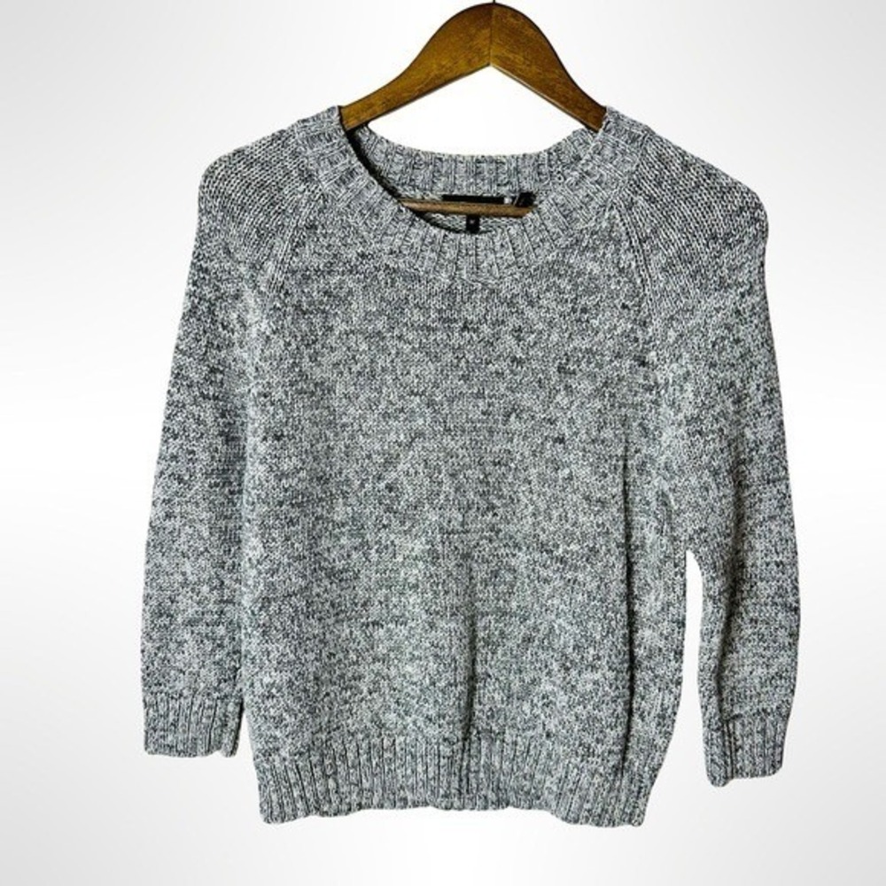 Theory Meridian Gray Marled Knit Sweater Women's Size M 3/4 Sleeve - Picture 2 of 9